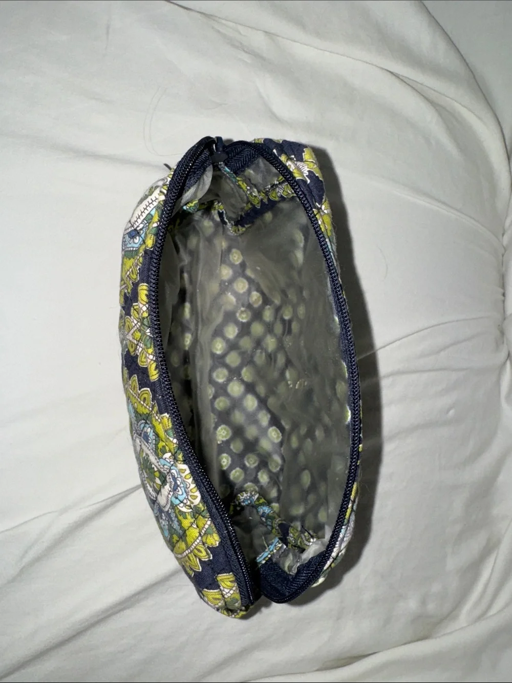 Vera Bradley Navy, Green & White Quilted Cosmetic Pouch
